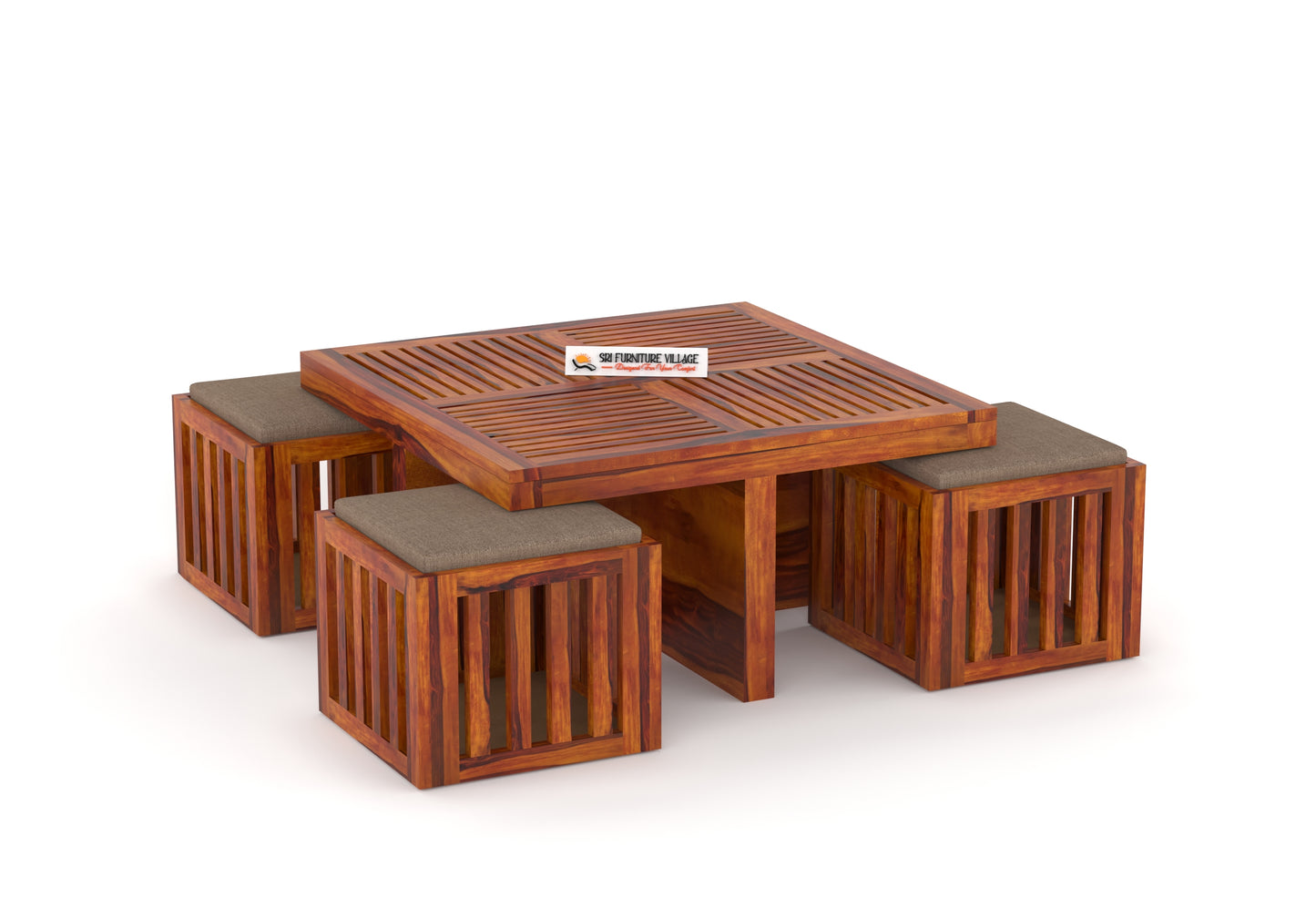 ZenFour Center Table with 4 stools - (Stone Finish) - 7078