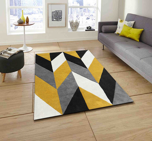 Yellow Hand Tufted Wool Carpet - ICHT1055