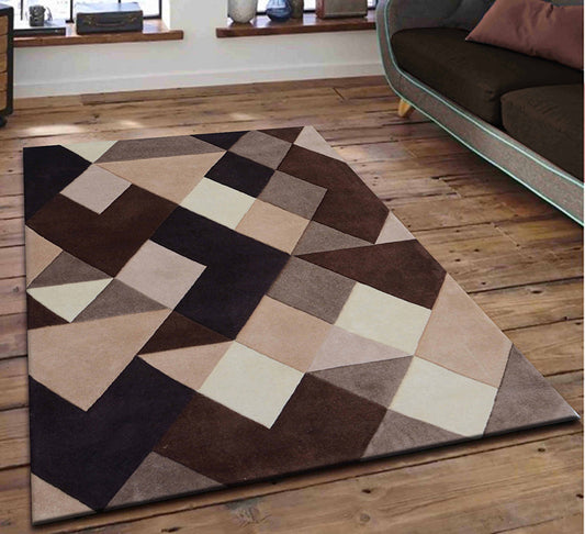 Brown Hand Tufted Wool Carpet - ICHT1072