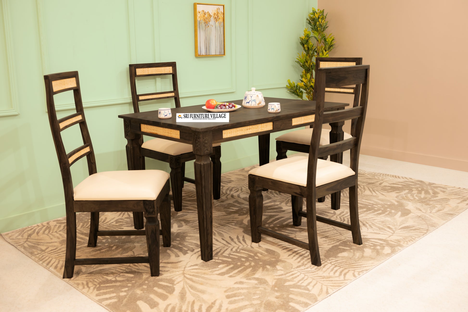 Stone / 4 Seater Dining Table Set 