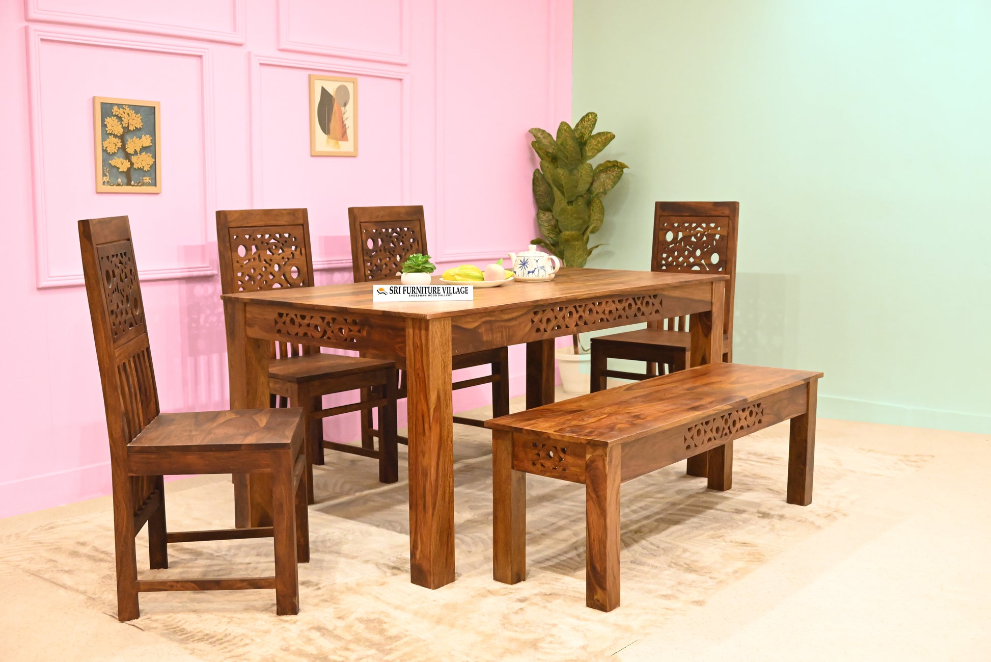 Natural / 6 Seater Dining Table Set