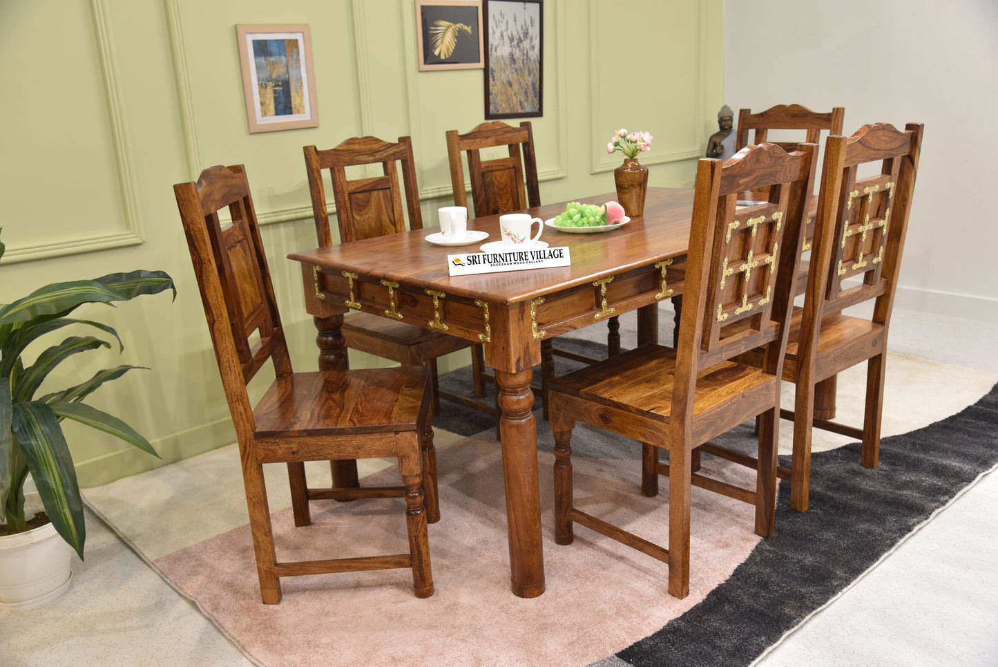 Natural 6 Seater Dining Table Set