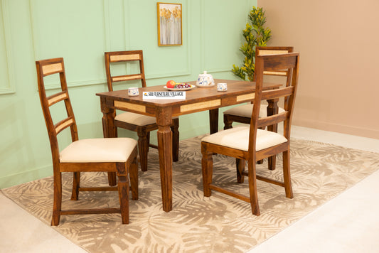 Natural / 4 Seater Dining Table Set 