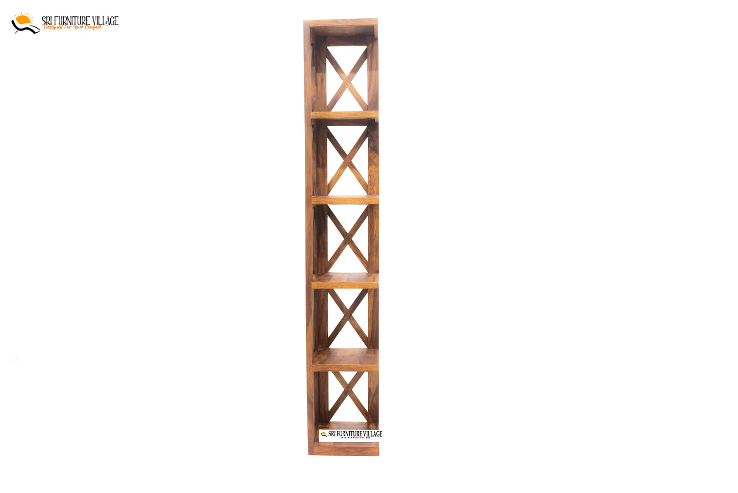 Crossbar Wooden X Book Rack (Natural Finish) - 5047