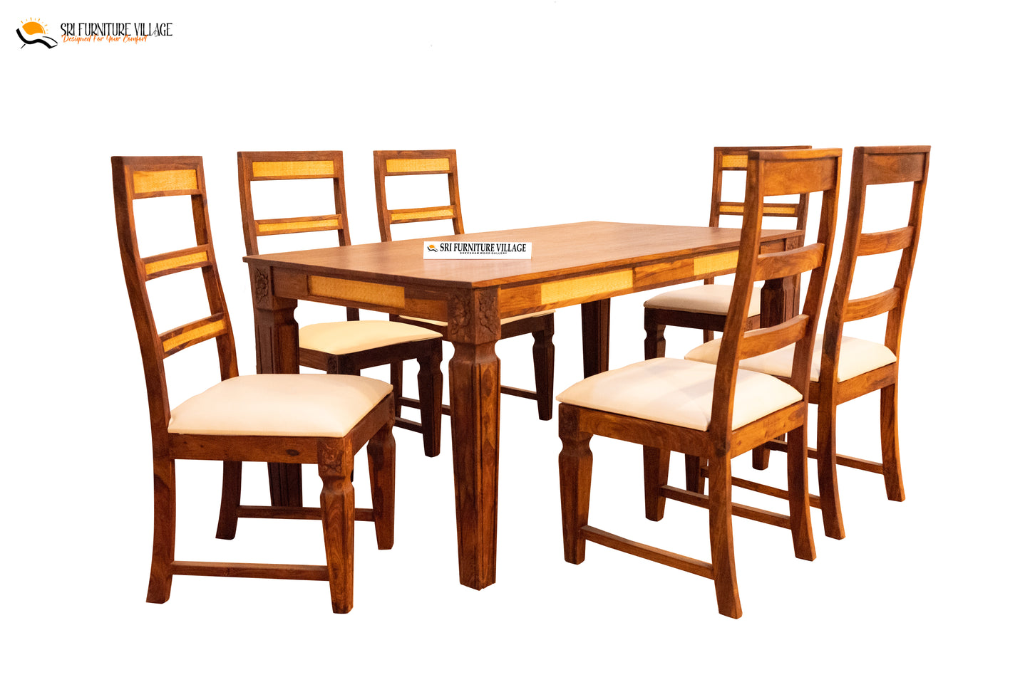 Natural / 6 Seater Dining Table Set 