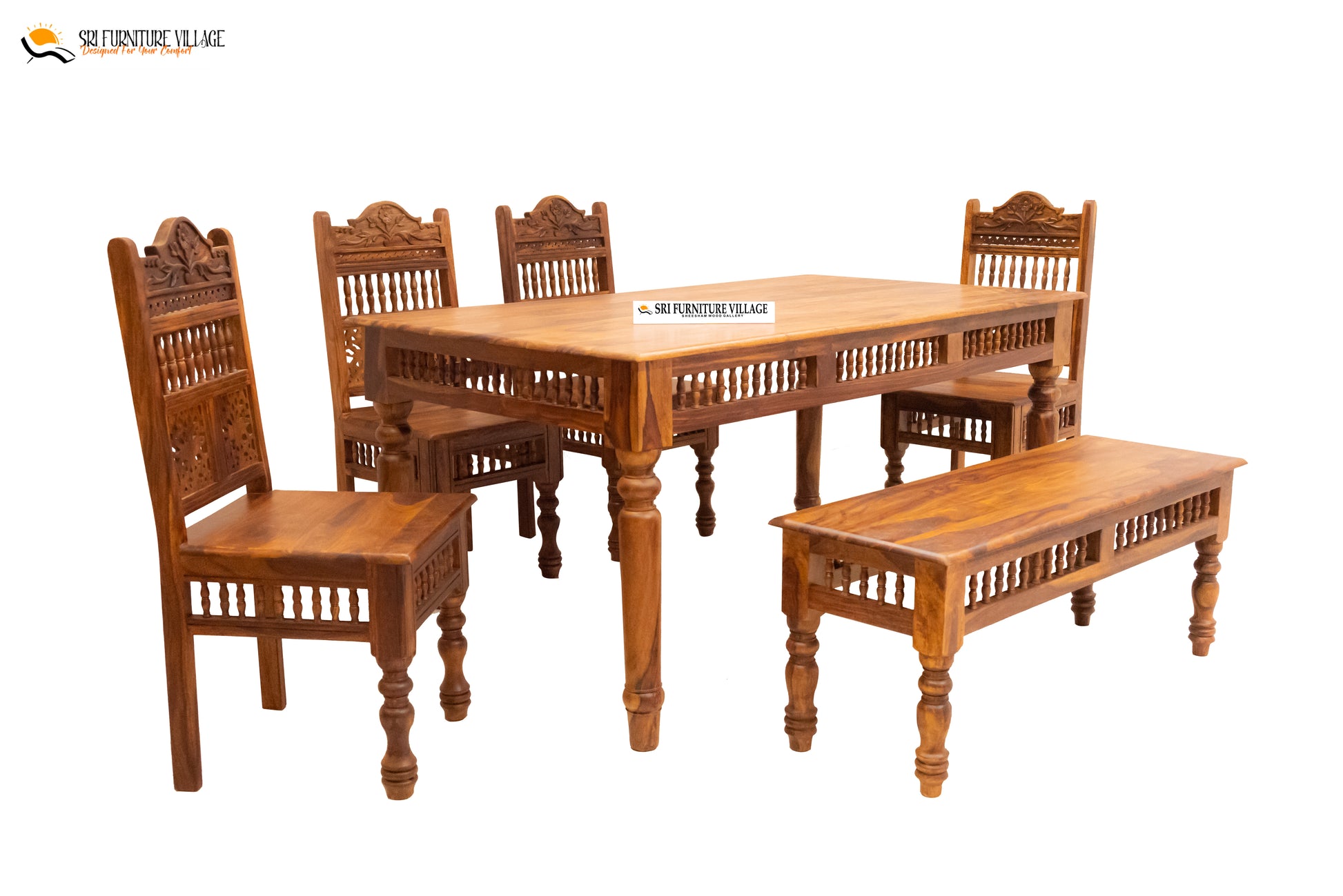 Natural / 6 Seater Dining With Bench