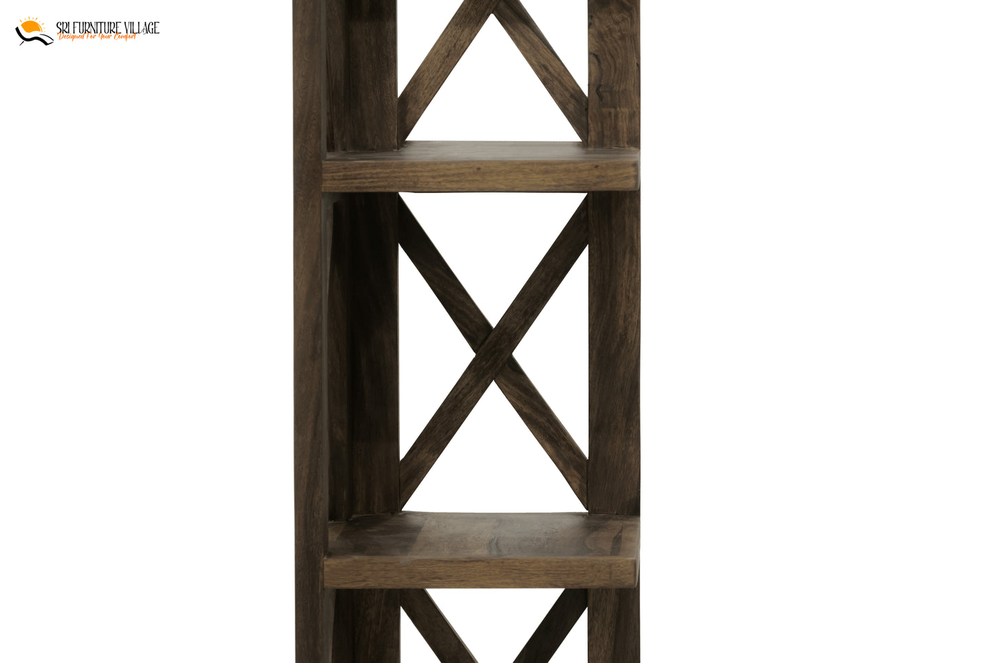 Crossbar Wooden X Book Rack (Natural Finish) - 5047