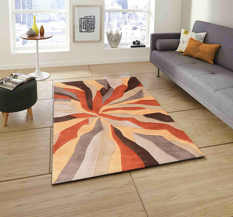 Orange Hand Tufted Wool Carpet - ICHT1035