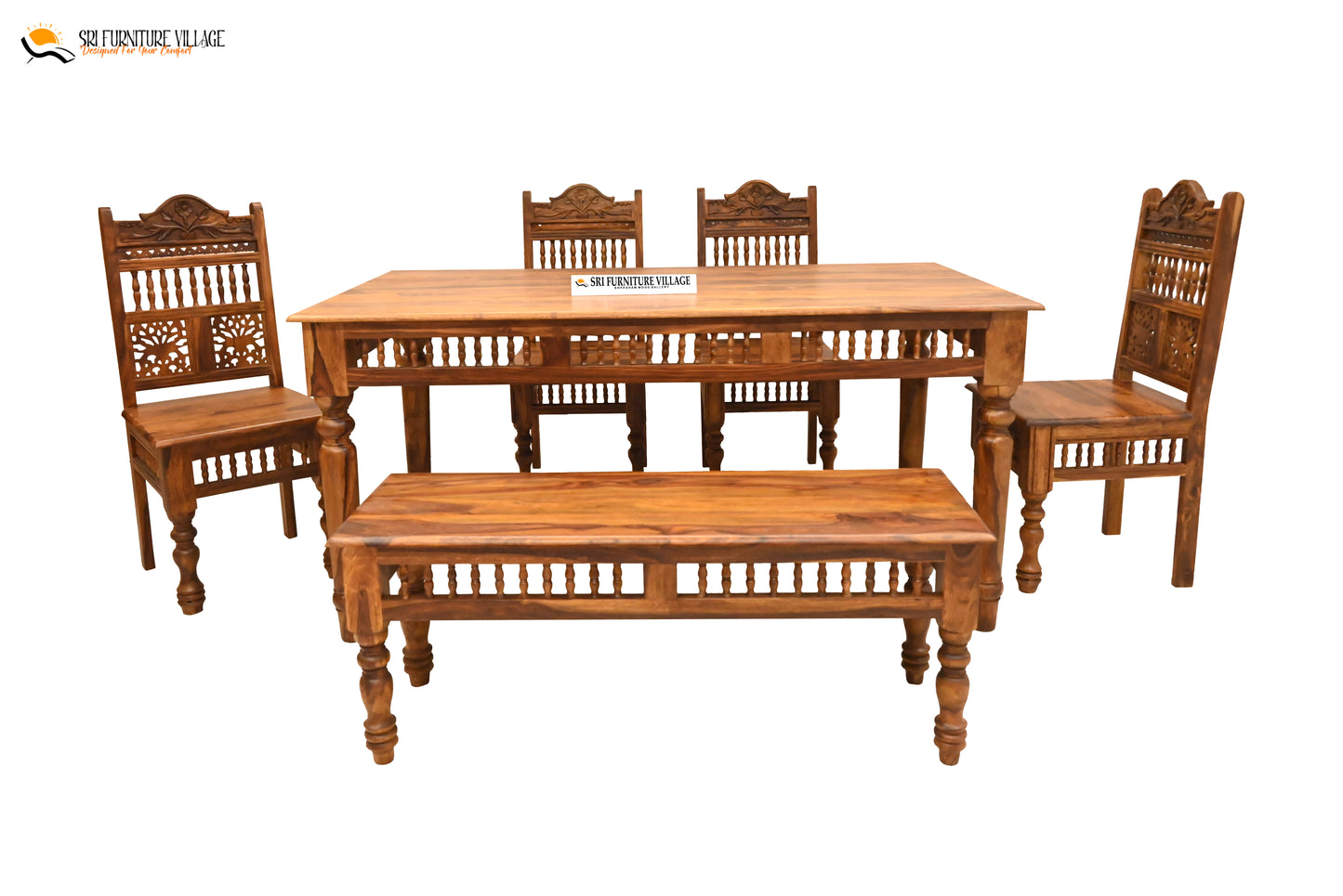 Natural / 6 Seater Dining With Bench