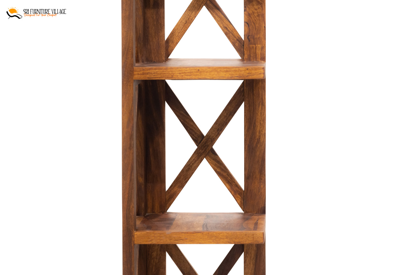 Crossbar Wooden X Book Rack (Natural Finish) - 5047