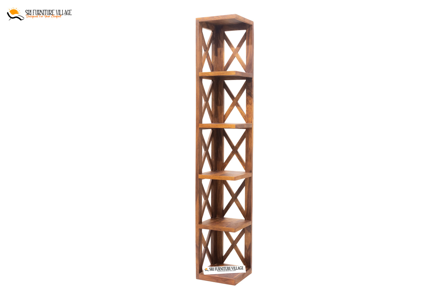 Crossbar Wooden X Book Rack (Natural Finish) - 5047