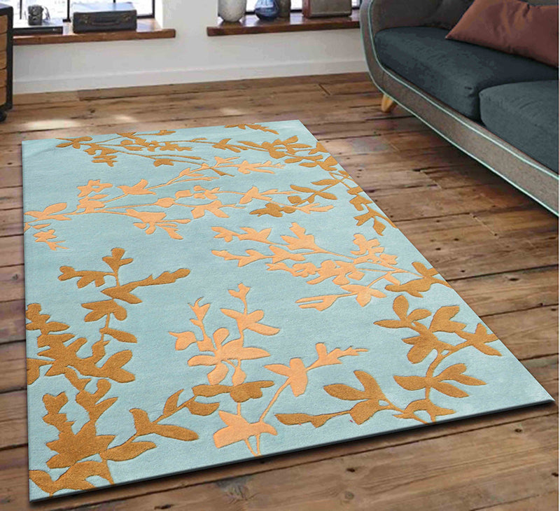 Blue Hand Tufted Wool Carpet - ICHT1103