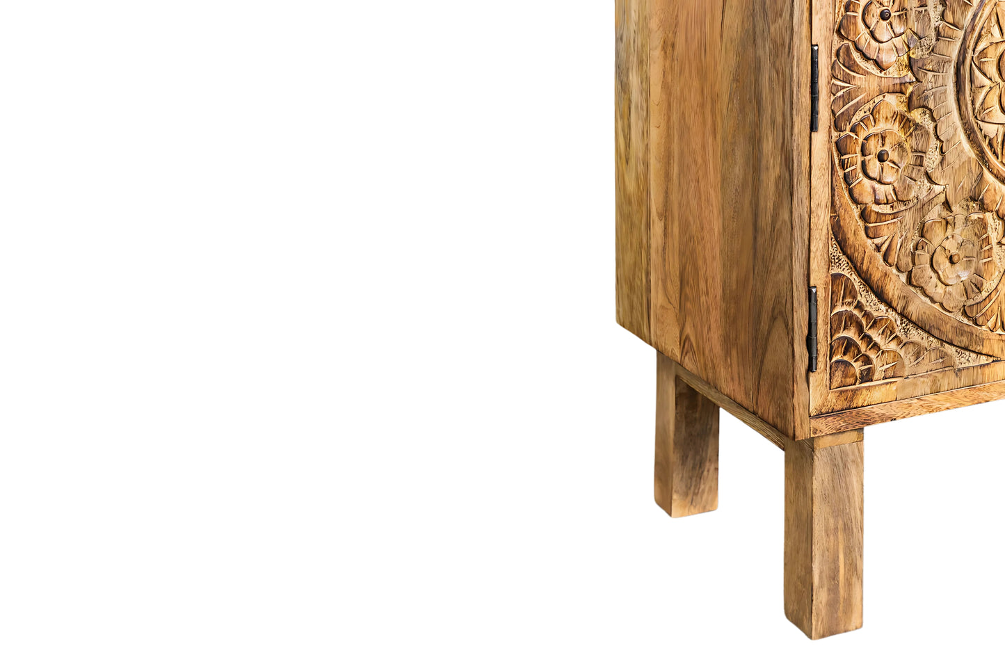 Artisanal Carved Mango Wood Sideboard Cabinet - MN1008