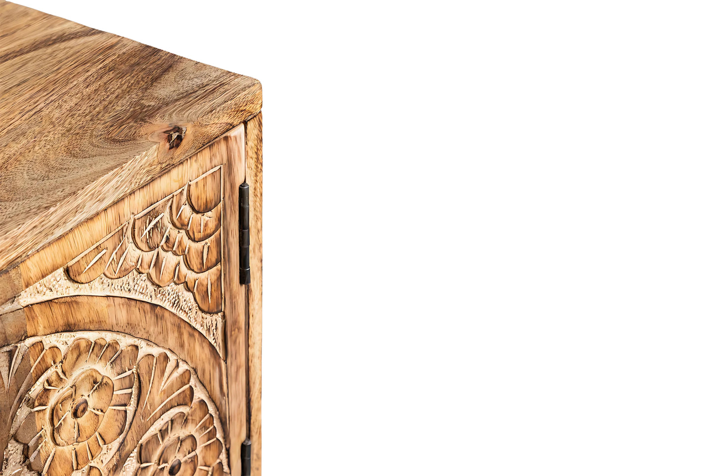 Artisanal Carved Mango Wood Sideboard Cabinet - MN1008