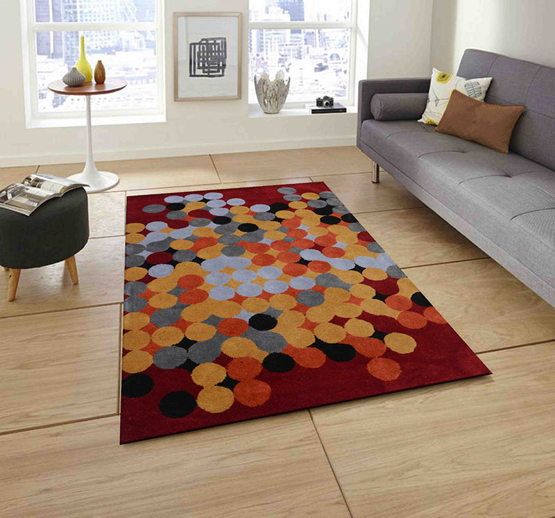 Red Hand Tufted Wool Carpet  - ICHT1161