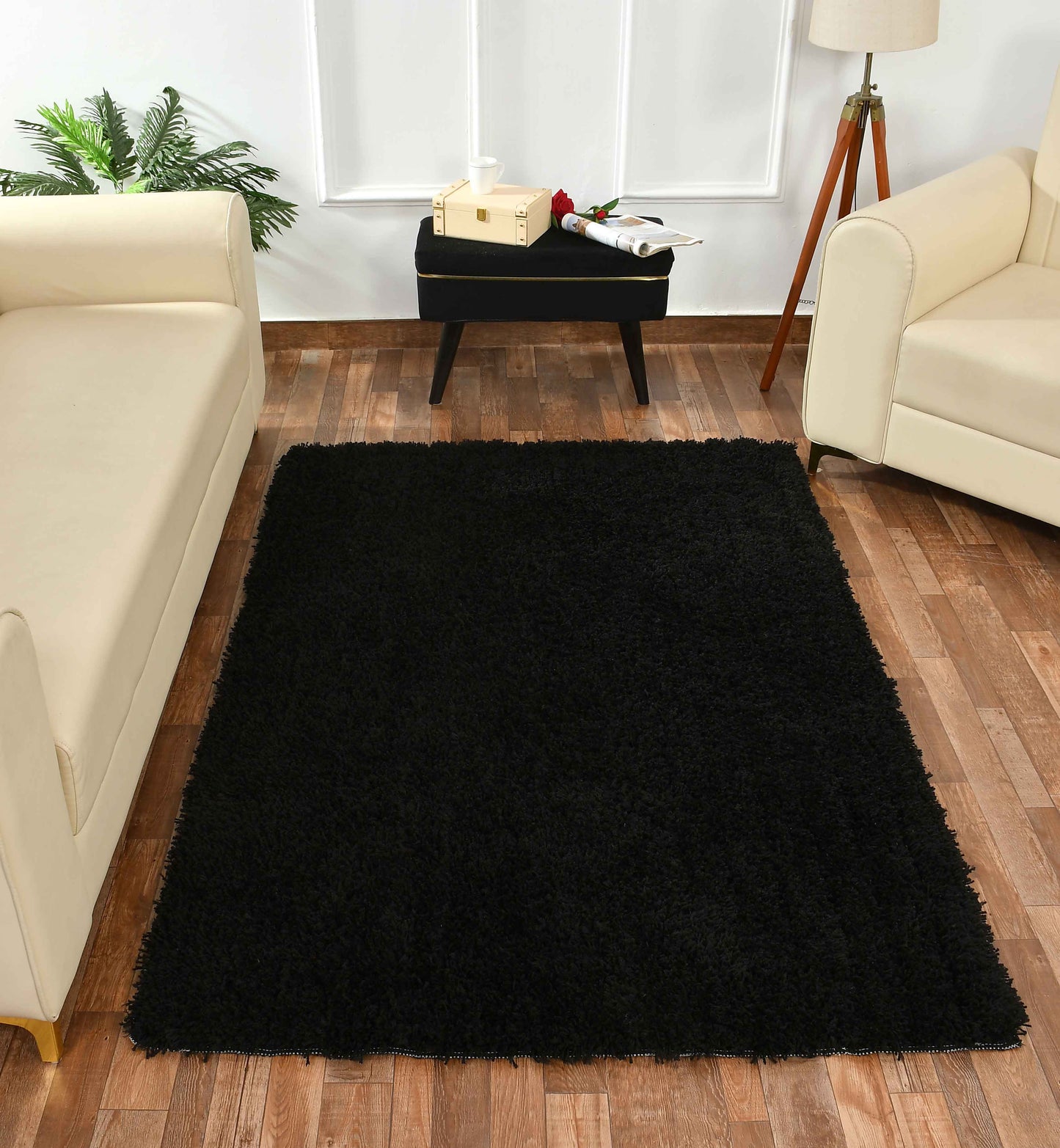 Presto Black Solid Soft Feel Anti-Skid Carpet - ICAS05