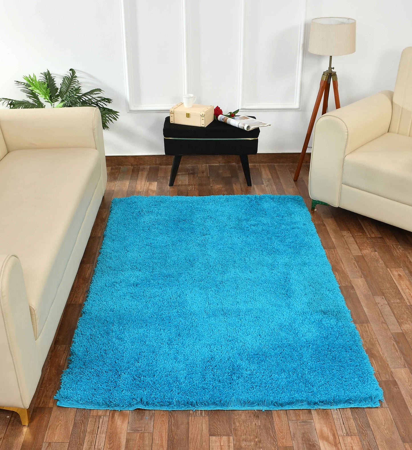 Presto Blue Solid Soft Feel Anti-Skid Carpet - ICAS09