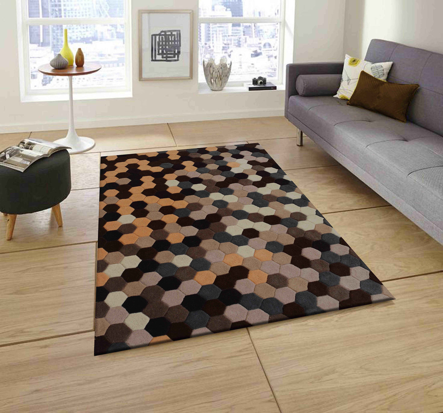 Brown Hand Tufted Wool Carpet - ICHT1002