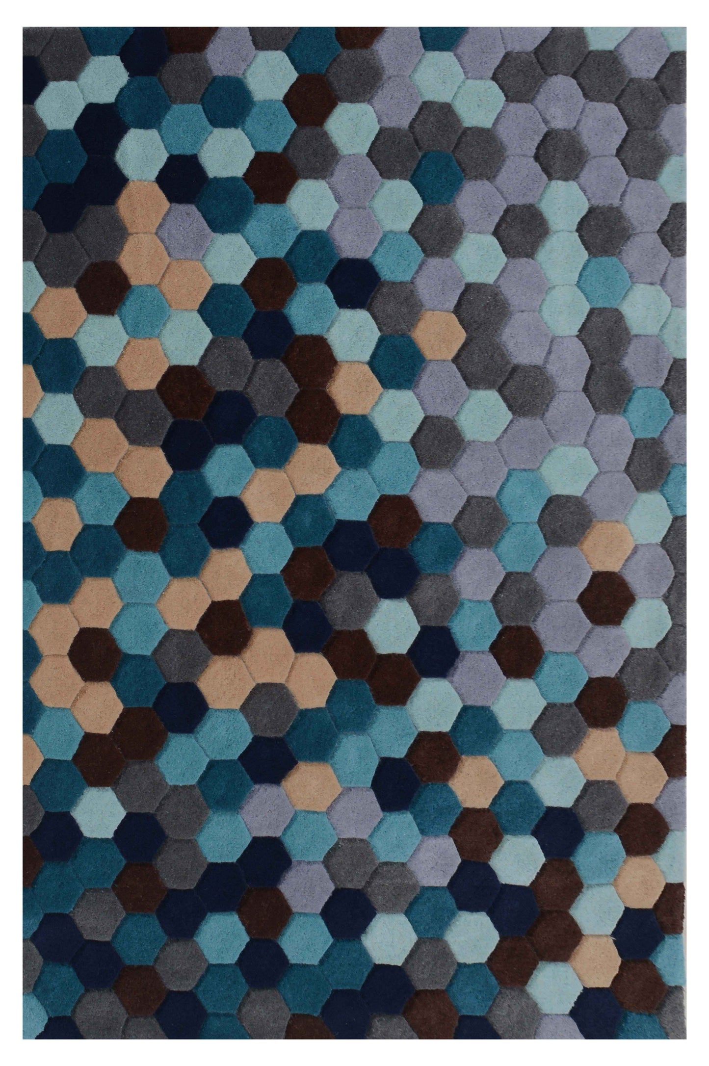 Blue Hand Tufted Wool Carpet - ICHT1009