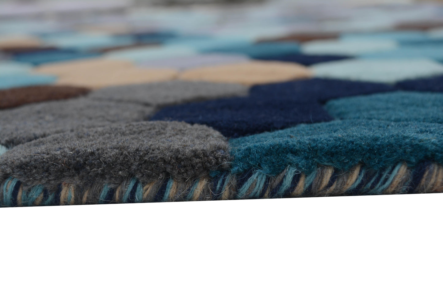 Blue Hand Tufted Wool Carpet - ICHT1009