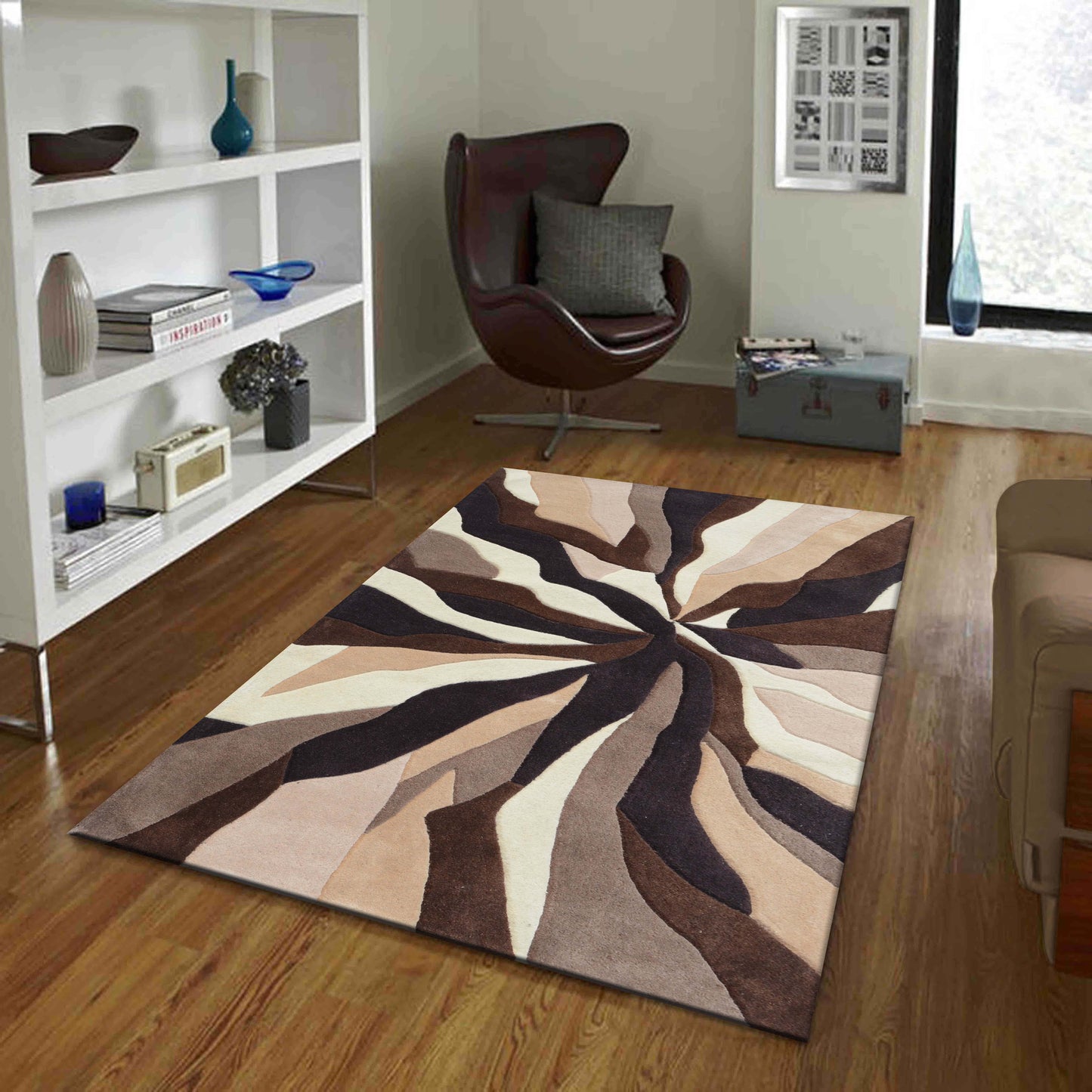 Brown Hand Tufted Wool Carpet - ICHT1032