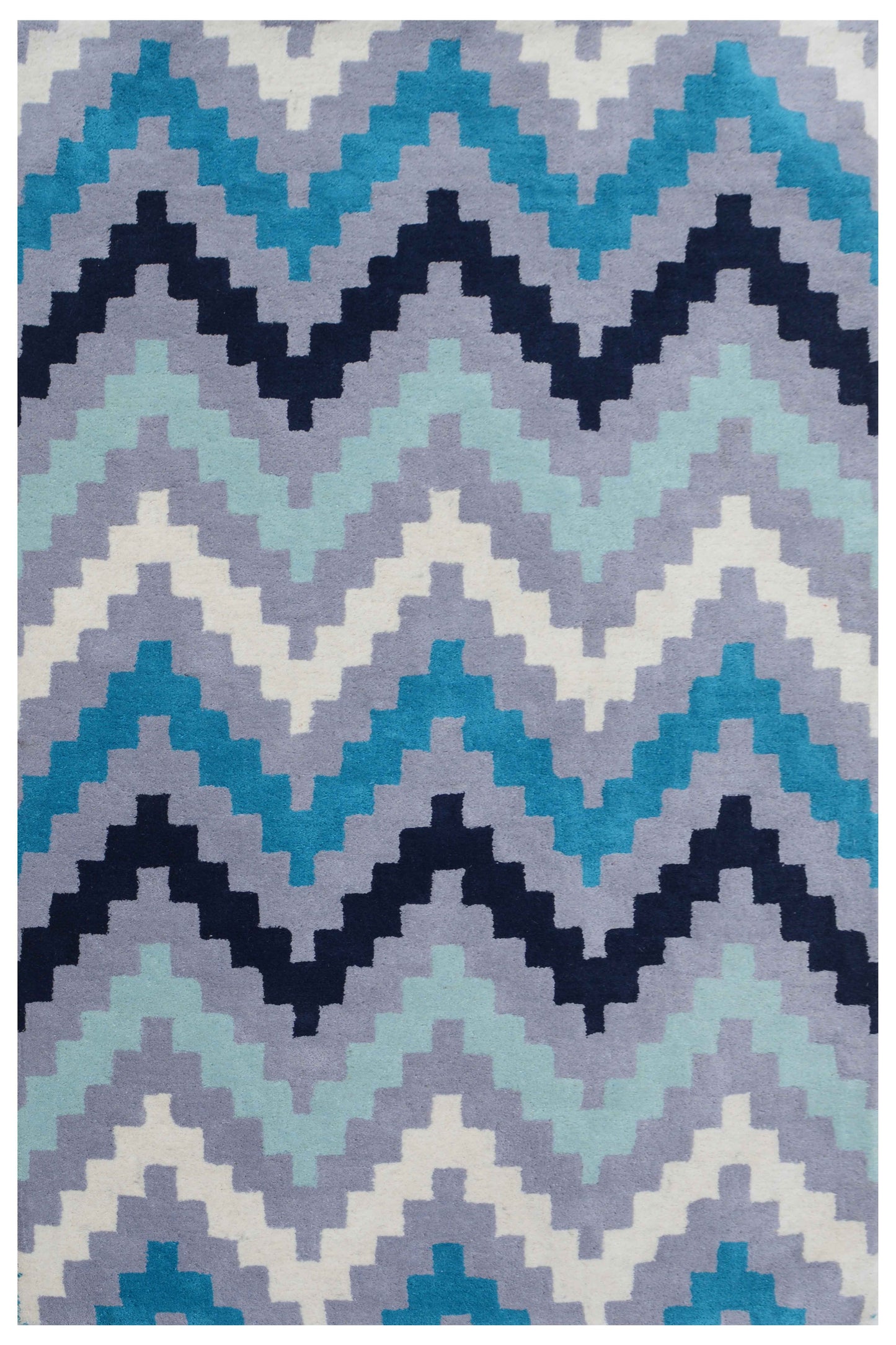 Blue Hand Tufted Wool Carpet - ICHT1049