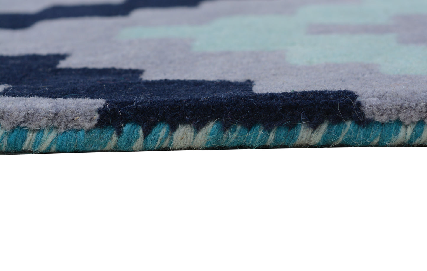 Blue Hand Tufted Wool Carpet - ICHT1049