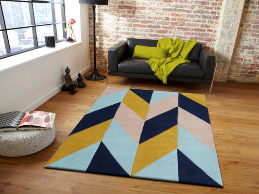 Blue Hand Tufted Wool Carpet - ICHT1059