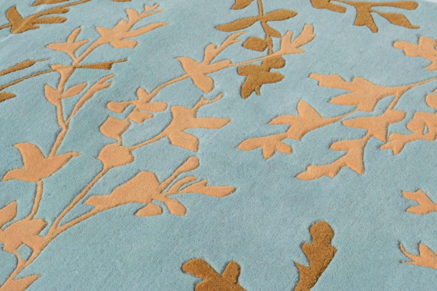 Blue Hand Tufted Wool Carpet - ICHT1103