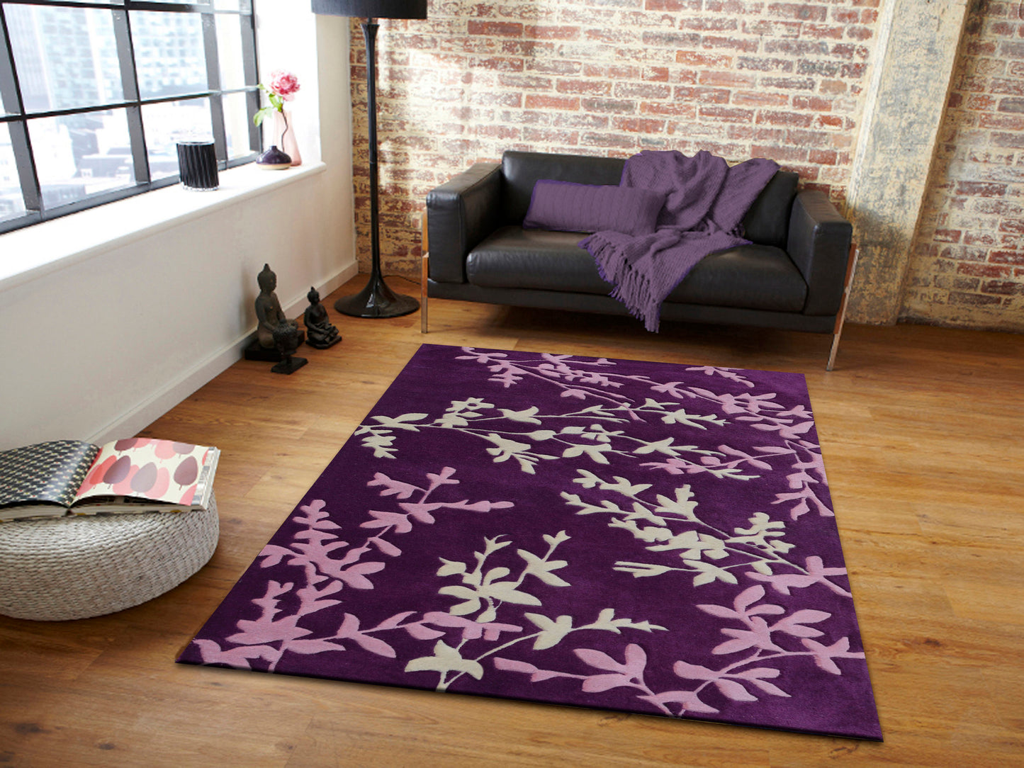 Purple Hand Tufted Wool Carpet - ICHT1104