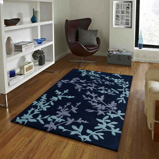 Blue Hand Tufted Wool Carpet - ICHT1109