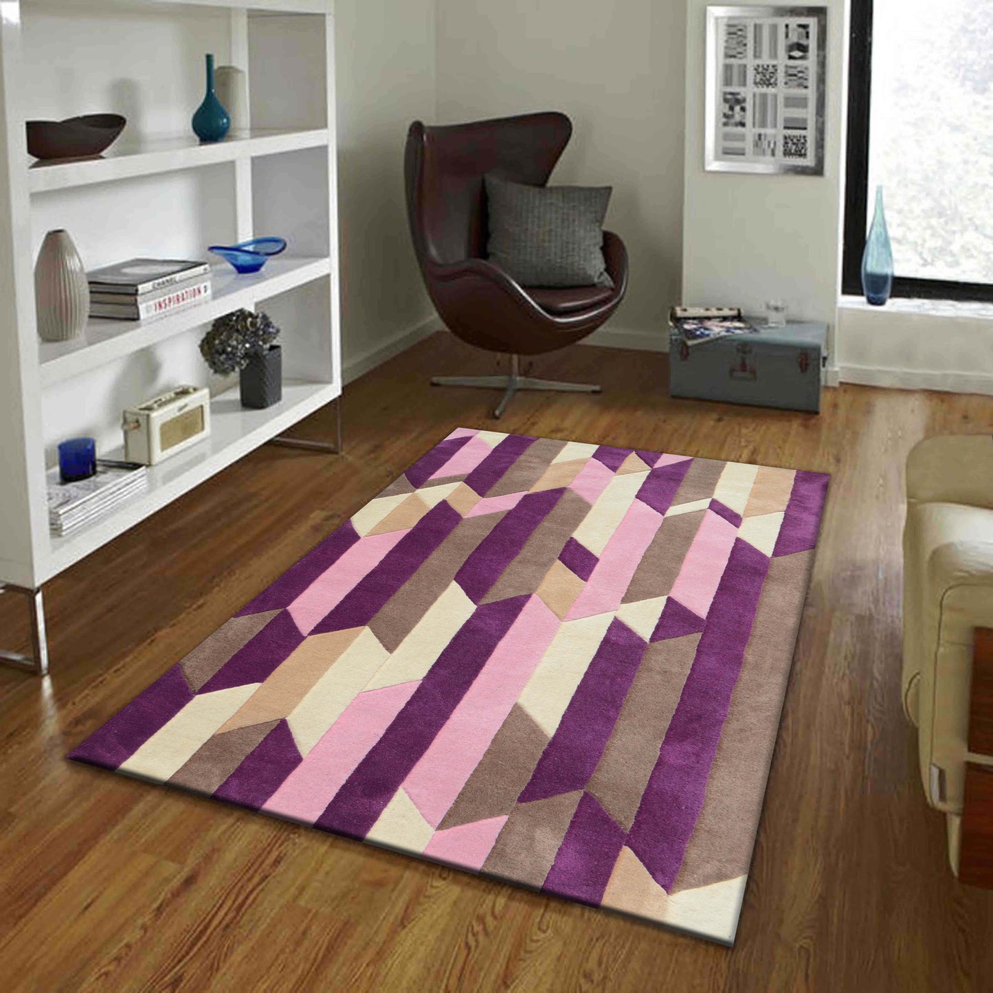 Purple Hand Tufted Wool Carpet - ICHT1137