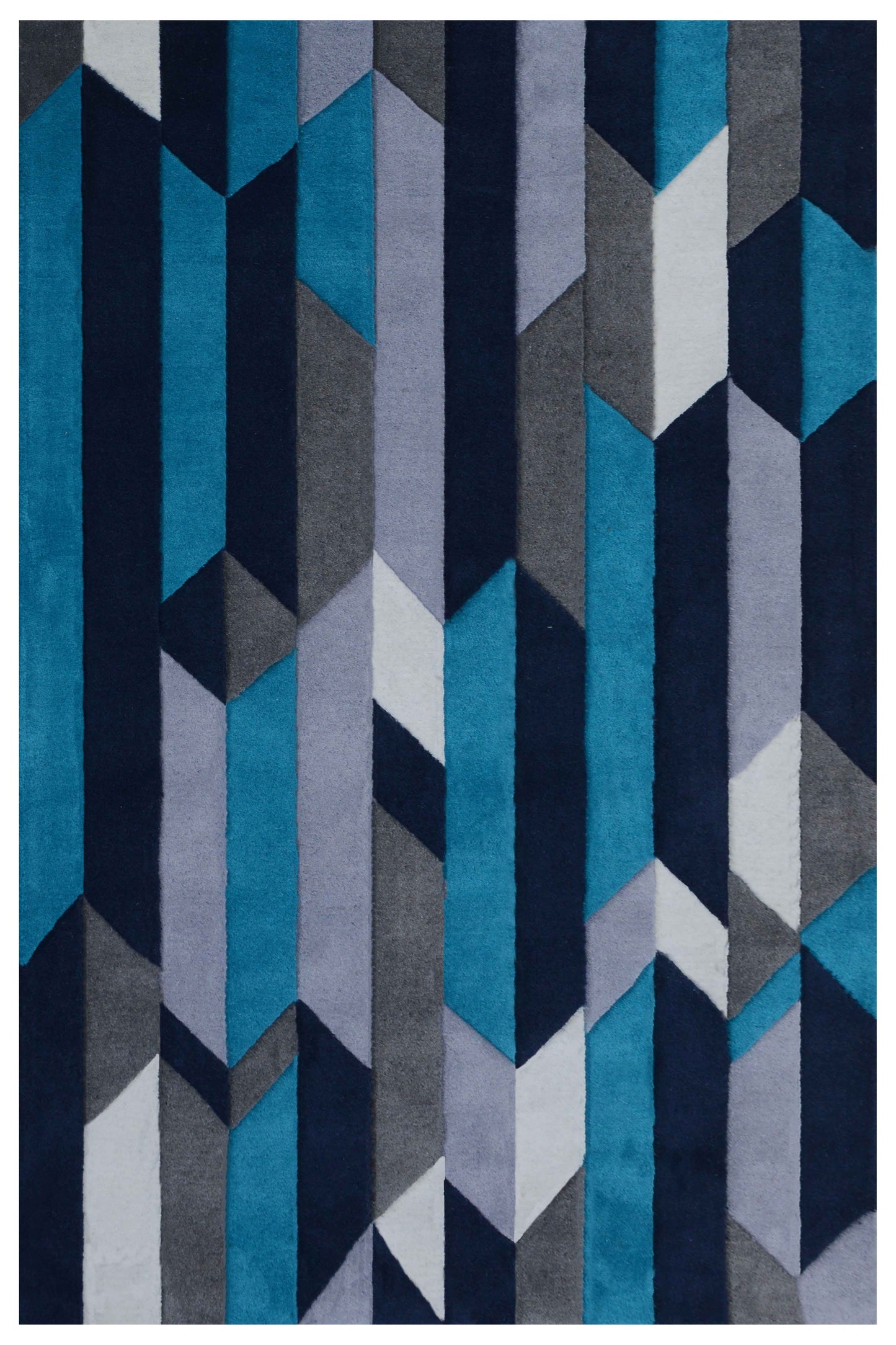 Blue Hand Tufted Wool Carpet - ICHT1139