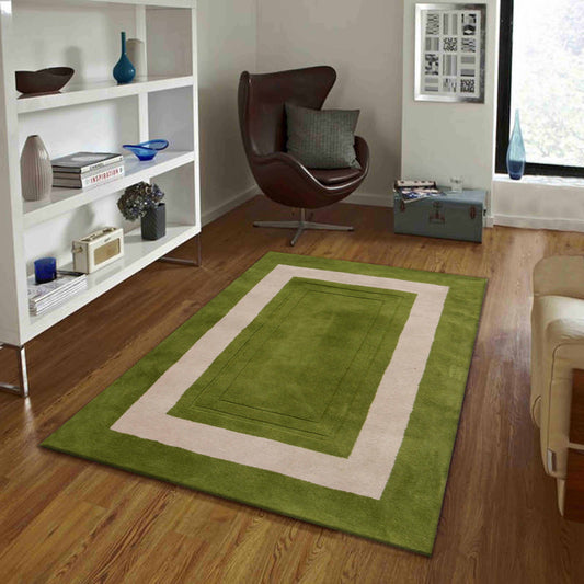 Green Hand Tufted Wool Carpet - ICHT1148