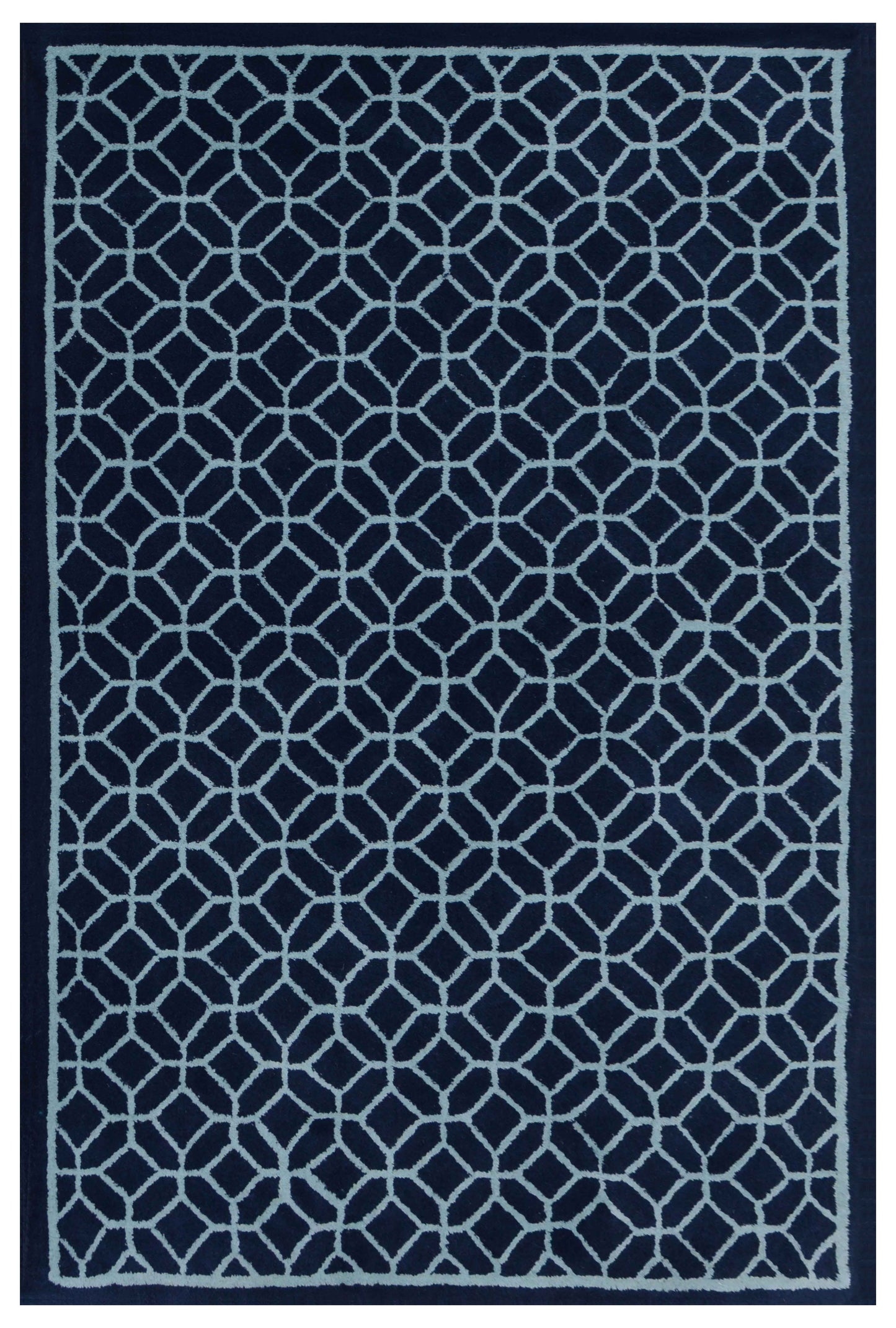 Blue Hand Tufted Wool Carpet - ICHT1159