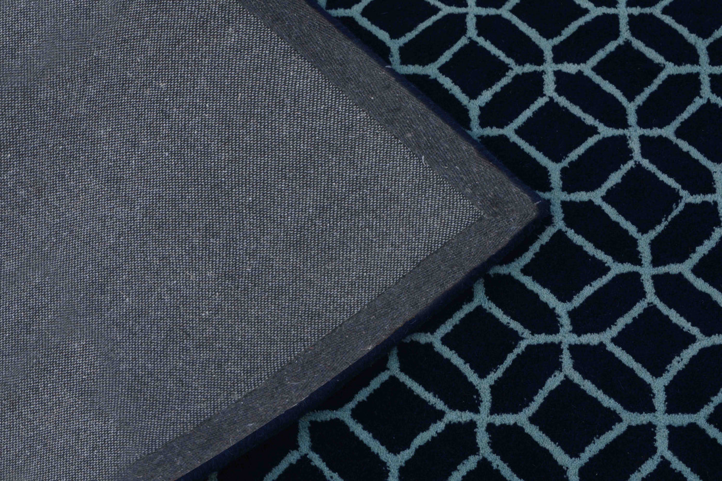 Blue Hand Tufted Wool Carpet - ICHT1159