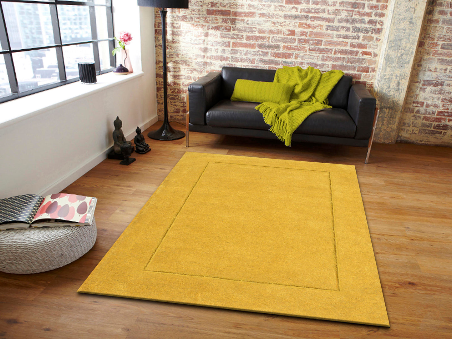 Yellow Hand Tufted Wool Carpet  - ICHT1175